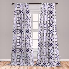 918 patio sliding door curtain panels for wider sliding doors or double doors. East Urban Home Ambesonne Navy Blue Curtains Portuguese Tile Design Traditional Azulejo Retro Style Mosaic Window Treatments 2 Panel Set For Living Room Bedroom Decor 56 X 63 Violet Blue Blue Grey Wayfair