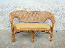 Vintage Rattan Bench Wicker Lounge