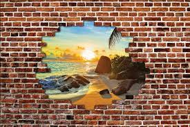 Brick Wall Wallpaper Beach View Wall