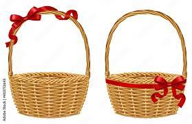 empty wicker gift basket with red