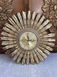 Mcm Syroco Sunburst Clock Antiques