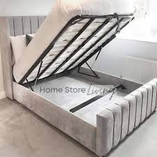 Oxford Panelled Velvet Wing Bed Home