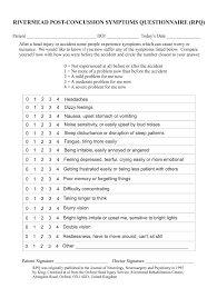 concussion questionnaire fill out
