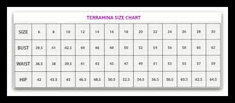 Terramina Susanna Size Chart