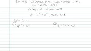 Solving Exponential Equations With The