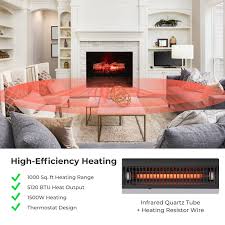 20 Inch Electric Fireplace Heater With Realistic Birchwood Ember Bed Black