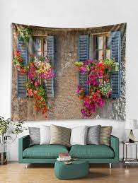 Window Flower Wall Printed Tapestry Art