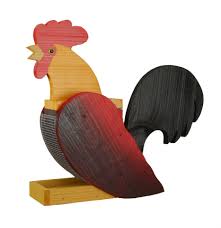 rooster hanging wooden bird feeder