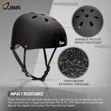 Buy Jbm Adult Skateboard Helmet Impact Resistance Ventilation For Multi Sports Black Online From Jbm Gear