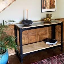wooden console table with shelf storage