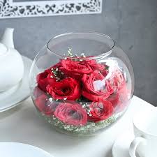 Red Roses In A Glass Vase