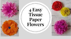 Easy diy crepe paper flowers. 4 Easy To Make Tissue Paper Flowers Diy Tissue Paper Craft Idea Tissue Flower Tutorial Youtube