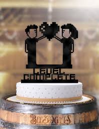 They add a pop to any cake pressed salt wedding cake topper restored by guldenbrowngowns via etsy ($169). Amazon Com Gamer Level Complete Ding Wedding Cake Topper Handmade