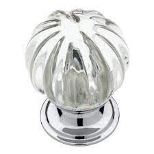 clear fluted glass round cabinet knob