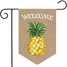 Pineapple Welcome Burlap Garden Flag