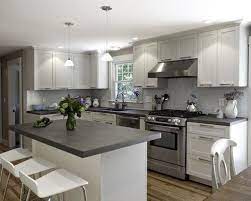 White Kitchen Cabinets With Dark Grey