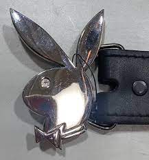 Playboy Bunny Chrome Metal Buckle Black Genuine Leather Belt Sz: 34 (40”  inches) | eBay