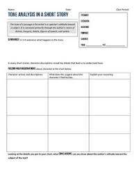 Tone Analysis For A Short Story Graphic Organizer Guided