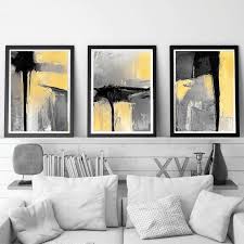 Yellow Gray Prints Abstract Wall