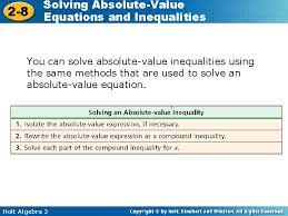 Solving Absolutevalue 2 8 Equations And