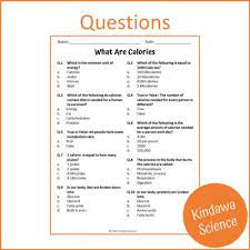 calories reading comprehension page