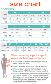 Silver Tuesday Jeans Size Chart Image Of Jeans