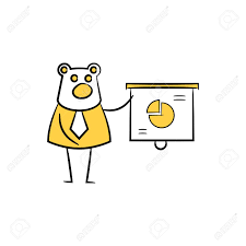 Business Bear Present Pie Chart Yellow Doodle Theme