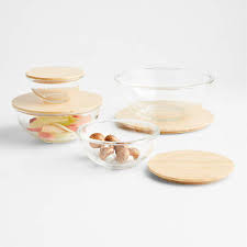 Glass Mixing Bowls With Bamboo Lids