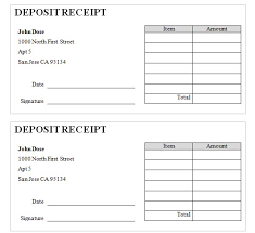 Msword Microsoft Vehicle Cash Deposit Receipt Template Deposit