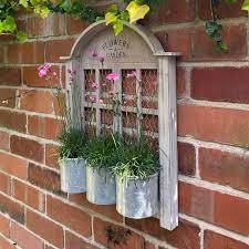 rustic window style wall planter with 3