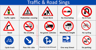road signs and traffic signs with