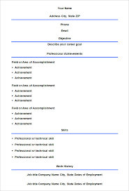 Sample Blank Resume Form Under Fontanacountryinn Com