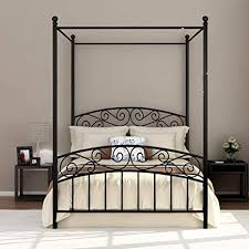 This frame wasn't hard to build, it was pretty affordable, and it turned out great! Amazon Com Full Size Metal Canopy Bed Frame With Headboard And Footboard Sturdy Black Steel Holds 660lbs Perfectly Fits Your Mattress Easy Diy Assembly All Parts Include Black Full Kitchen Dining