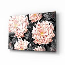 pink flower tempered glass printing