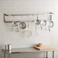 Regency 72 Stainless Steel Wall Mounted Double Line Pot Rack With 18 Galvanized Double G Hooks