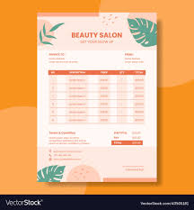 beauty salon invoice template flat