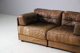 2 Seater Sofa In Leather Patchwork From