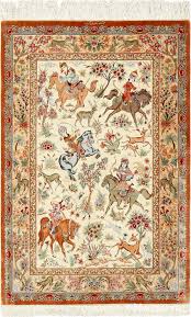 silk persian hunting scene qum rug