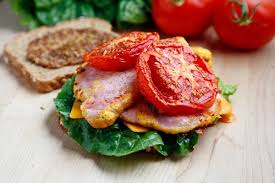 peameal bacon and roasted tomato