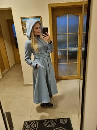 Flare Maxi Skirt Blue Hooded Maxi Coat