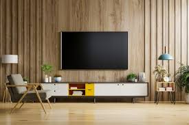 Tv On Cabinet In Modern Living Room