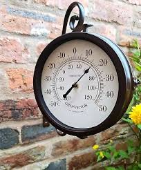 Garden Wall Station Clock Thermometer