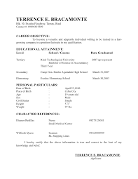Sample Resume For High School Graduate With No Work Experience