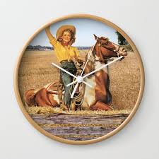 Vintage Western Cowgirl On Horse In Hay