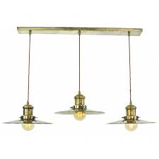 Light Ceiling Bar Pendant In Antique Brass