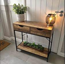 drawer console table black metal frame