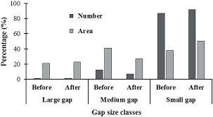 the number and area percentages of gap