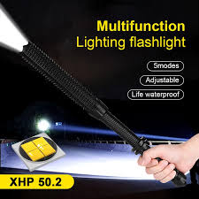 Cao Cấp Chiến Thuật Gậy Bóng Chày LED T6 Đèn Pin Tự Vệ XHP50.2 Đèn Pin Sáng  5 Chế Độ Sử Dụng Pin Sạc 18650|LED Flashlights