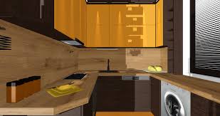 Мебелите за кухненски бокс включват горни и долни шкафове, разположени под ъгъл. Kuhnenski Boks