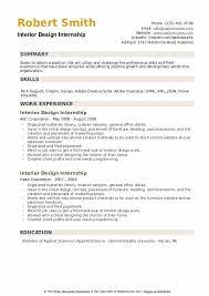 interior design internship resume